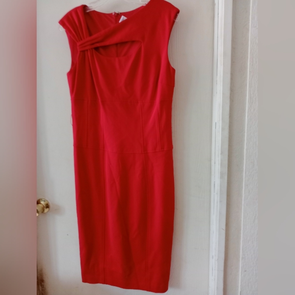 Cache Red Pencil Skirt Dress sz.10 Sleeveless‎
